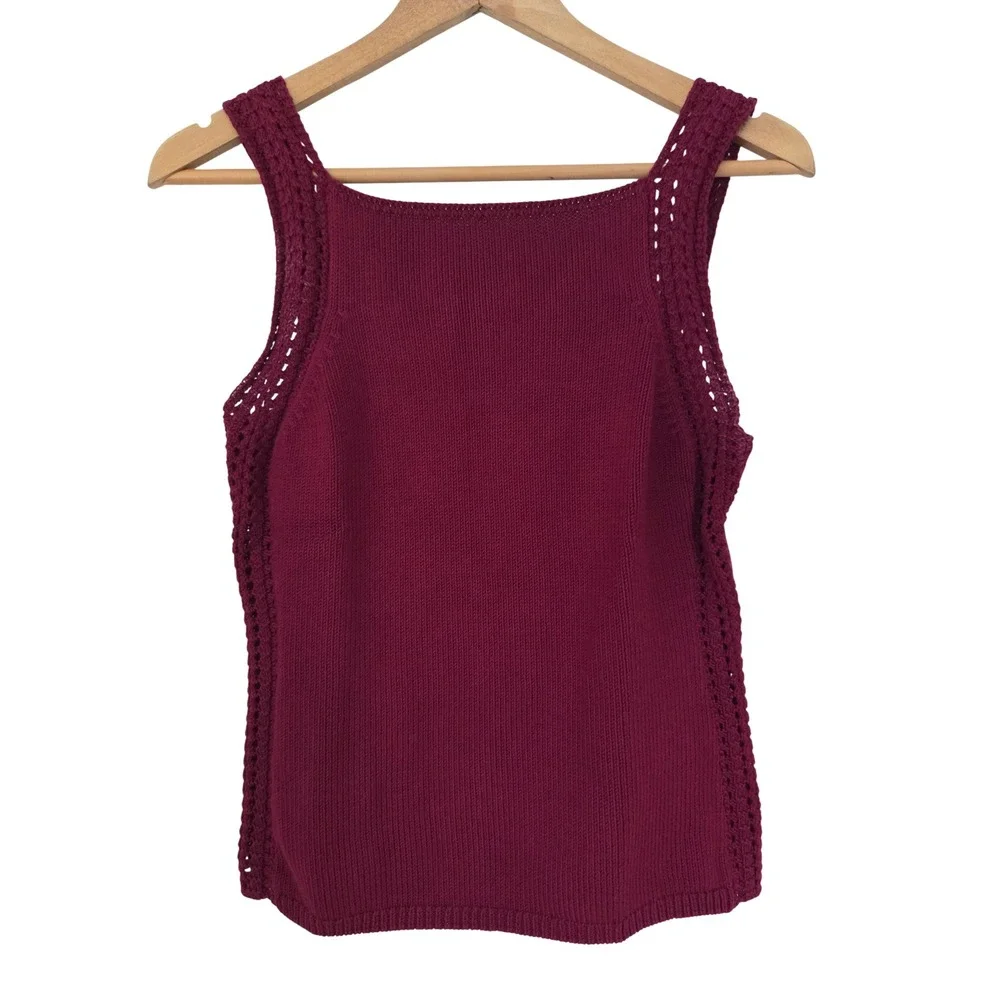 J. Crew Sweater Tank Crochet Knit Women Small Burgundy NWT $98 CT950
